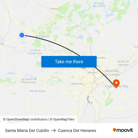 Santa María Del Cubillo to Cuenca Del Henares map