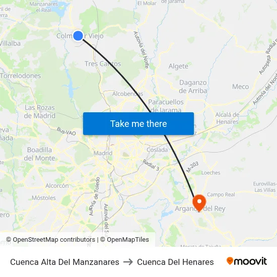Cuenca Alta Del Manzanares to Cuenca Del Henares map