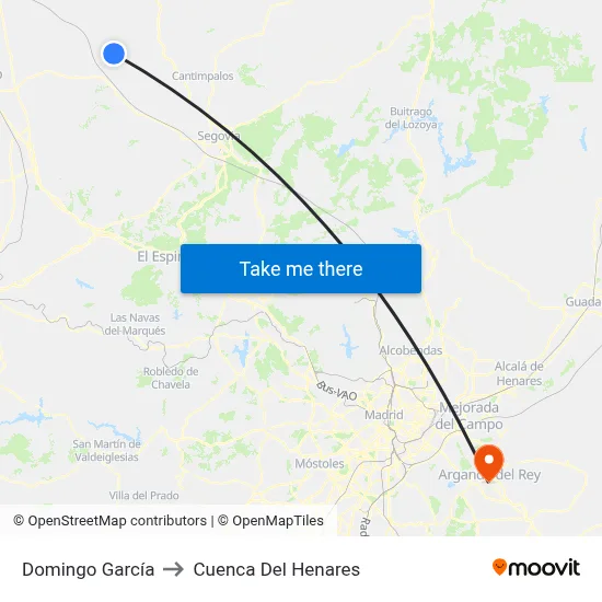 Domingo García to Cuenca Del Henares map