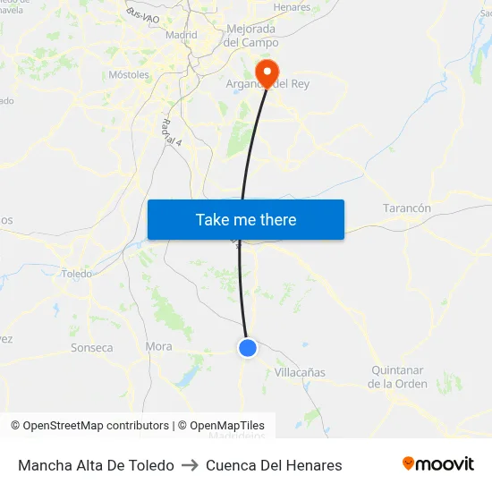 Mancha Alta De Toledo to Cuenca Del Henares map