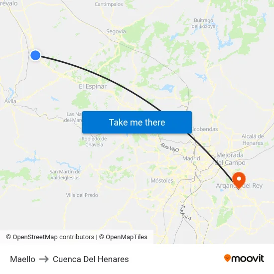 Maello to Cuenca Del Henares map