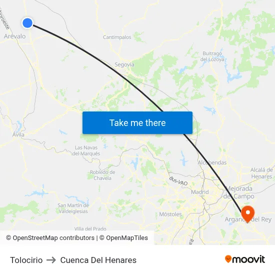 Tolocirio to Cuenca Del Henares map