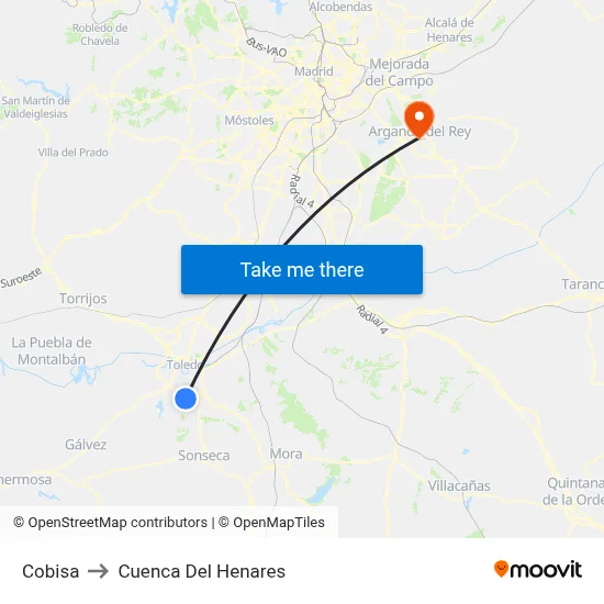 Cobisa to Cuenca Del Henares map