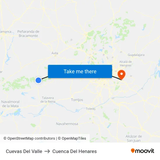 Cuevas Del Valle to Cuenca Del Henares map