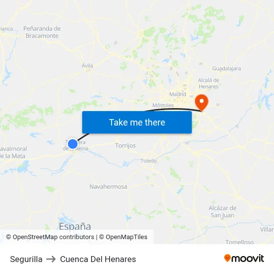 Segurilla to Cuenca Del Henares map