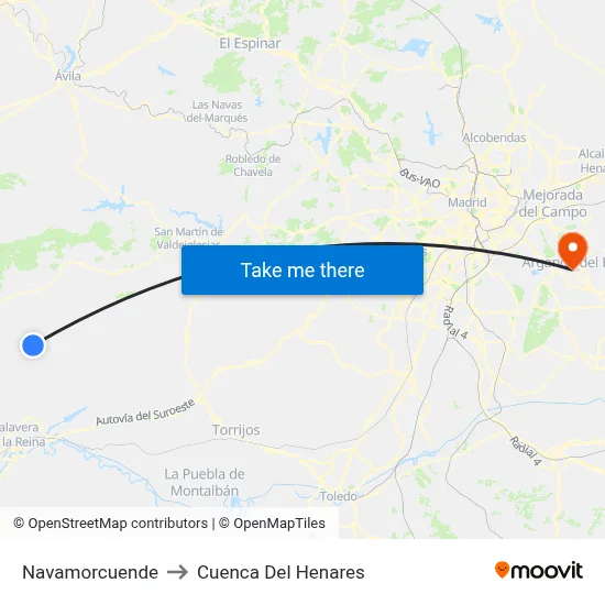 Navamorcuende to Cuenca Del Henares map