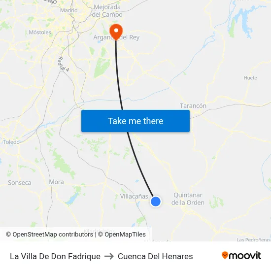 La Villa De Don Fadrique to Cuenca Del Henares map