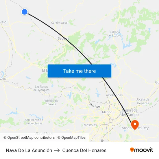 Nava De La Asunción to Cuenca Del Henares map