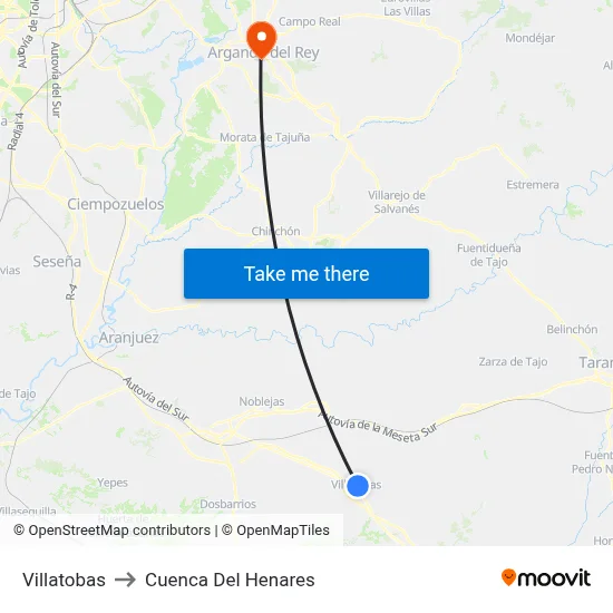 Villatobas to Cuenca Del Henares map