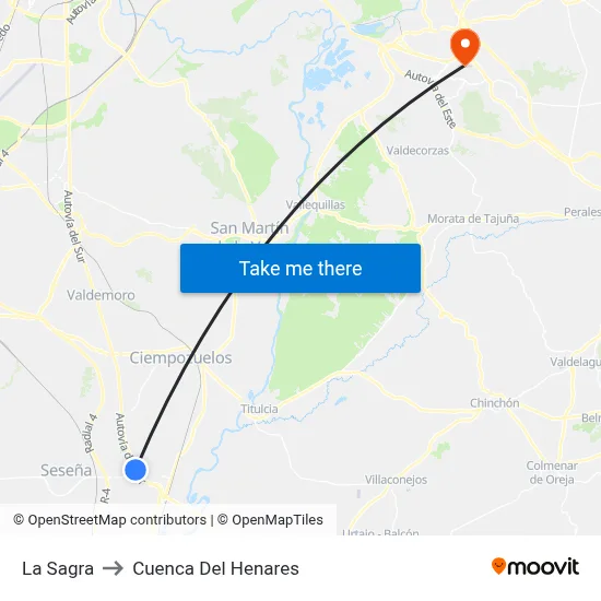 La Sagra to Cuenca Del Henares map