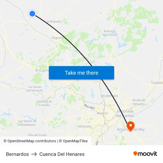Bernardos to Cuenca Del Henares map