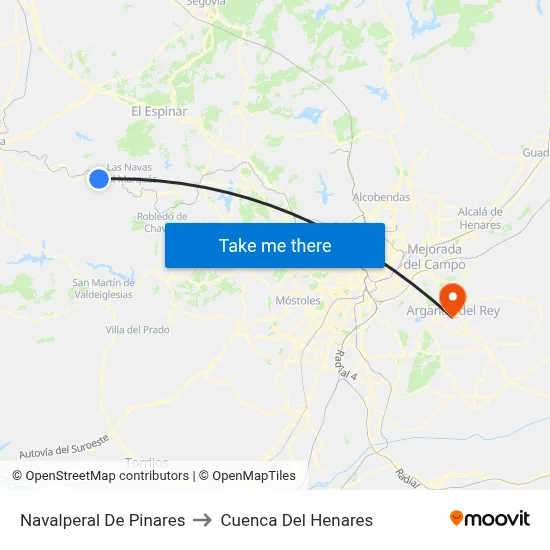 Navalperal De Pinares to Cuenca Del Henares map