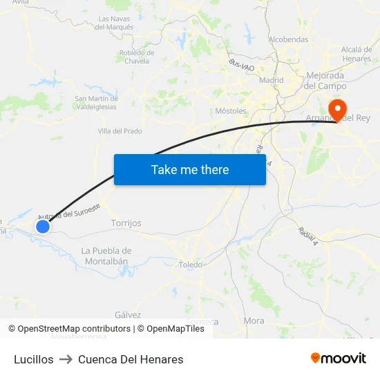 Lucillos to Cuenca Del Henares map