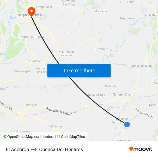 El Acebrón to Cuenca Del Henares map
