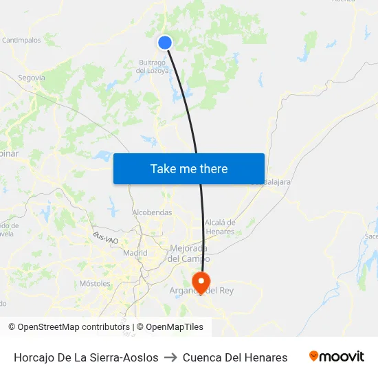 Horcajo De La Sierra-Aoslos to Cuenca Del Henares map