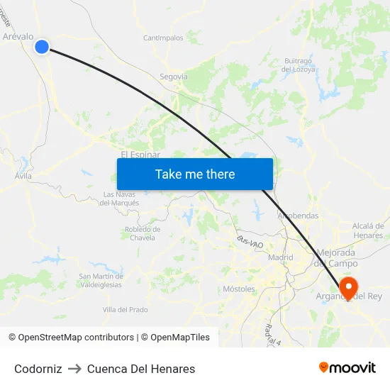 Codorniz to Cuenca Del Henares map