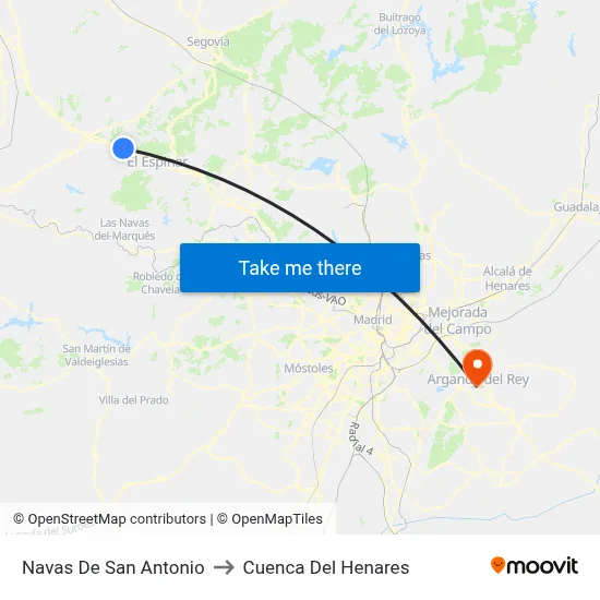 Navas De San Antonio to Cuenca Del Henares map