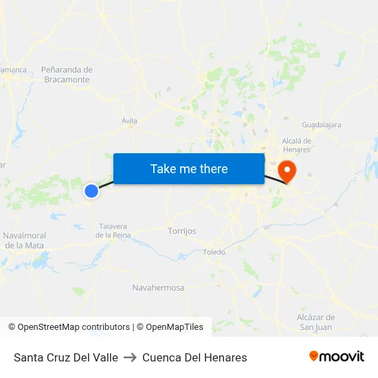 Santa Cruz Del Valle to Cuenca Del Henares map