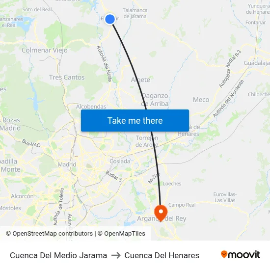 Cuenca Del Medio Jarama to Cuenca Del Henares map