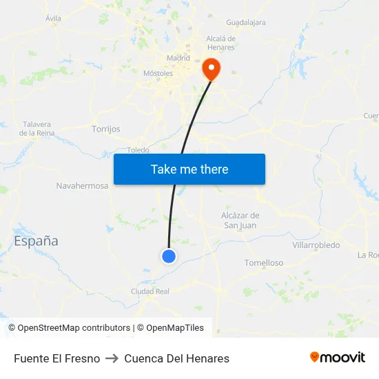 Fuente El Fresno to Cuenca Del Henares map
