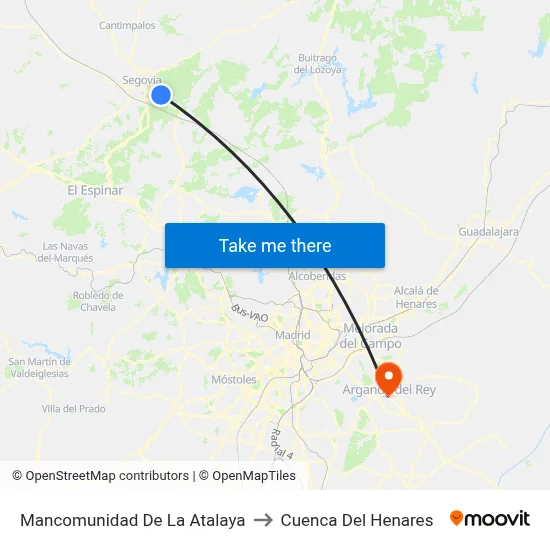 Mancomunidad De La Atalaya to Cuenca Del Henares map