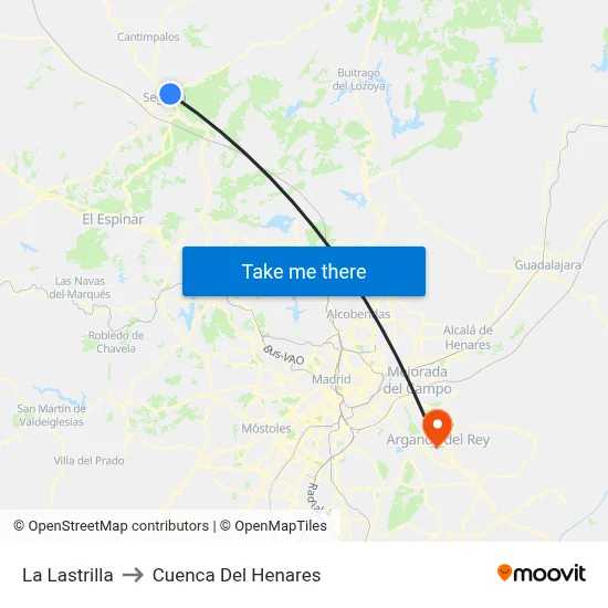 La Lastrilla to Cuenca Del Henares map