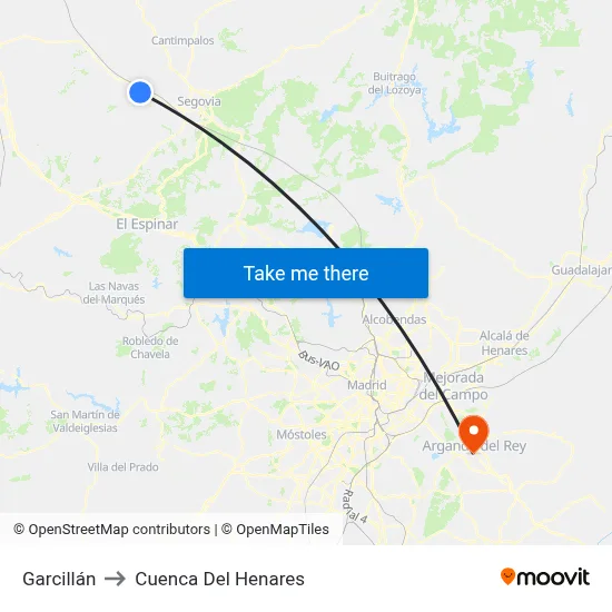 Garcillán to Cuenca Del Henares map