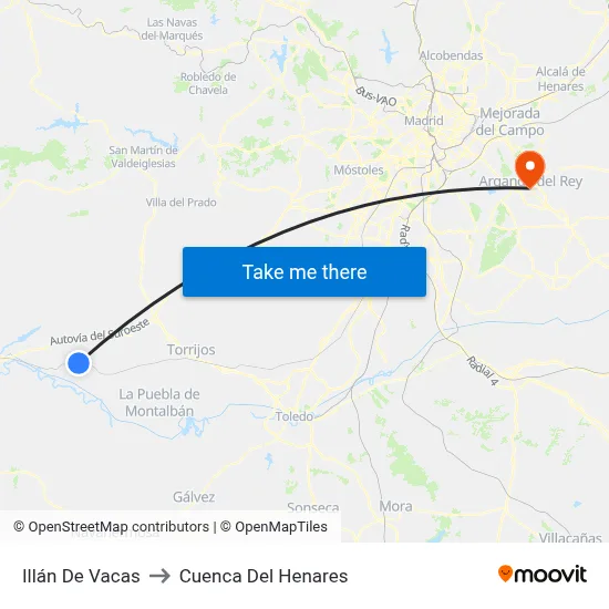 Illán De Vacas to Cuenca Del Henares map