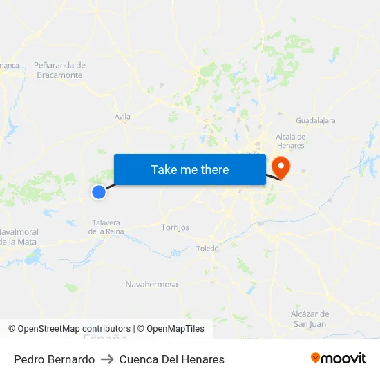 Pedro Bernardo to Cuenca Del Henares map