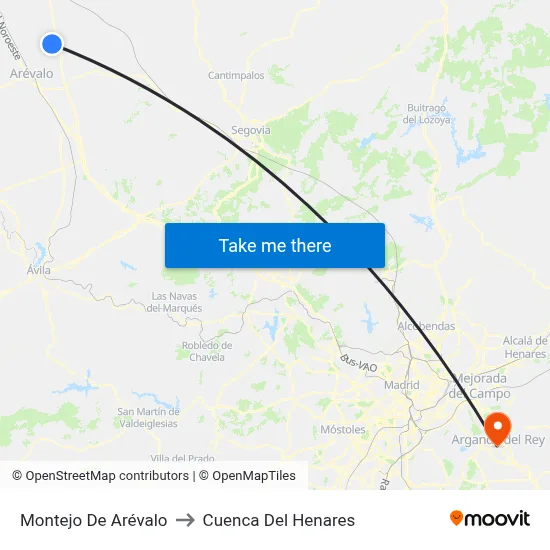 Montejo De Arévalo to Cuenca Del Henares map