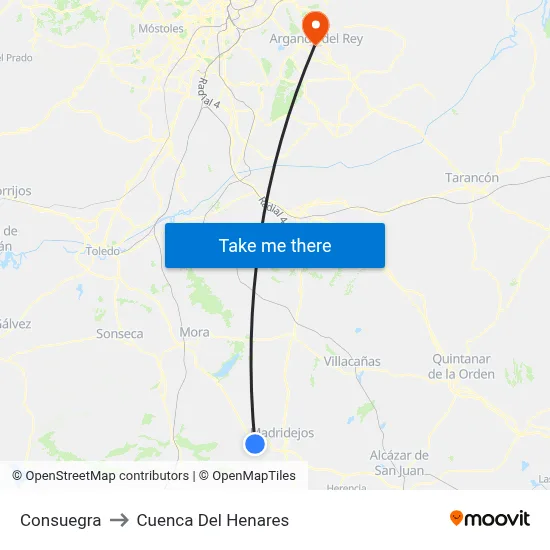 Consuegra to Cuenca Del Henares map