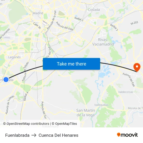 Fuenlabrada to Cuenca Del Henares map