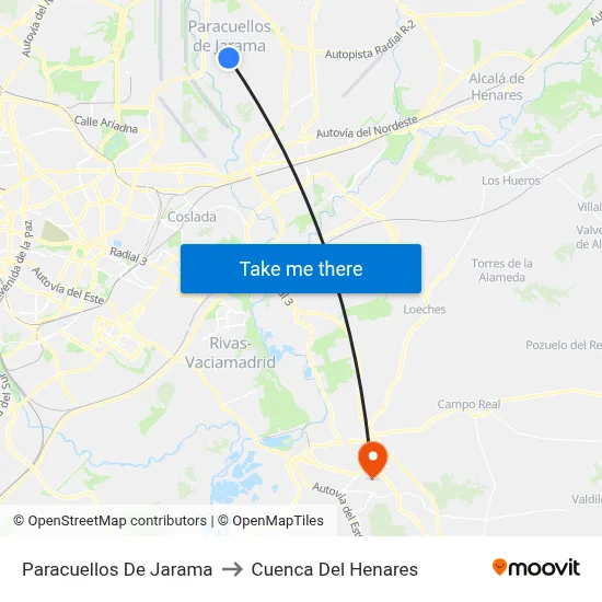 Paracuellos De Jarama to Cuenca Del Henares map