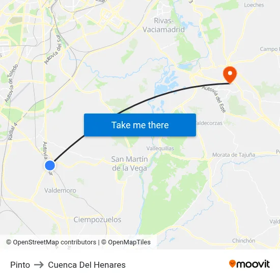 Pinto to Cuenca Del Henares map