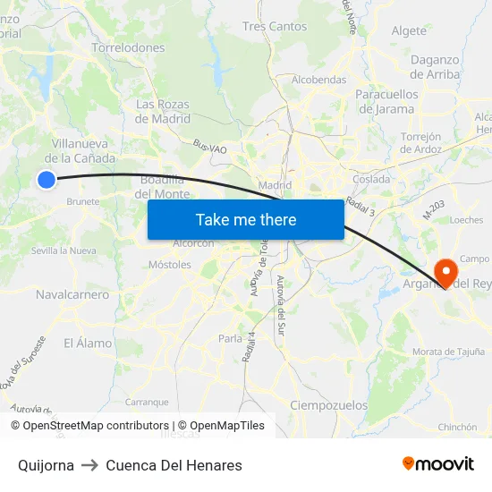 Quijorna to Cuenca Del Henares map