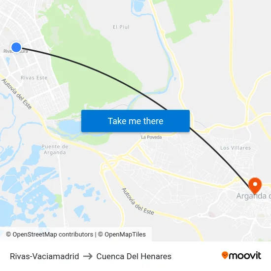 Rivas-Vaciamadrid to Cuenca Del Henares map