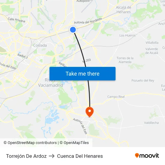 Torrejón De Ardoz to Cuenca Del Henares map