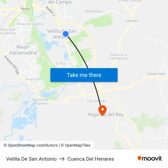 Velilla De San Antonio to Cuenca Del Henares map