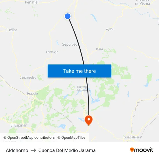 Aldehorno to Cuenca Del Medio Jarama map