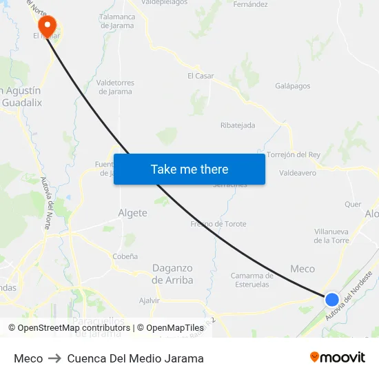 Meco to Cuenca Del Medio Jarama map