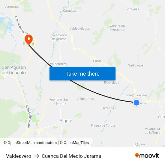 Valdeavero to Cuenca Del Medio Jarama map