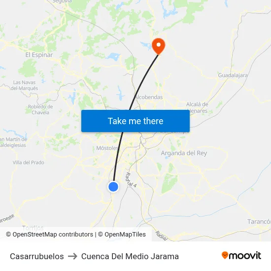 Casarrubuelos to Cuenca Del Medio Jarama map