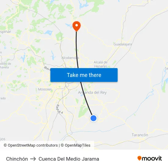 Chinchón to Cuenca Del Medio Jarama map