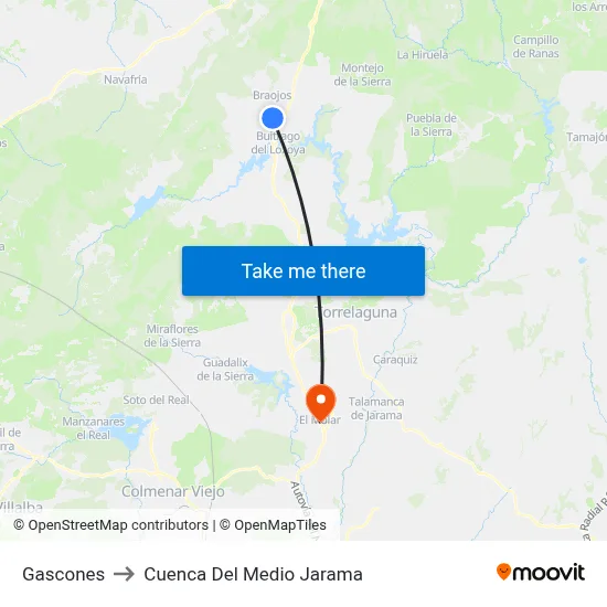 Gascones to Cuenca Del Medio Jarama map
