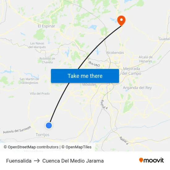 Fuensalida to Cuenca Del Medio Jarama map