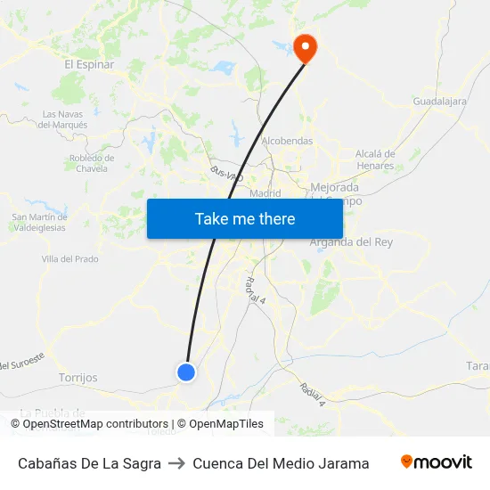 Cabañas De La Sagra to Cuenca Del Medio Jarama map
