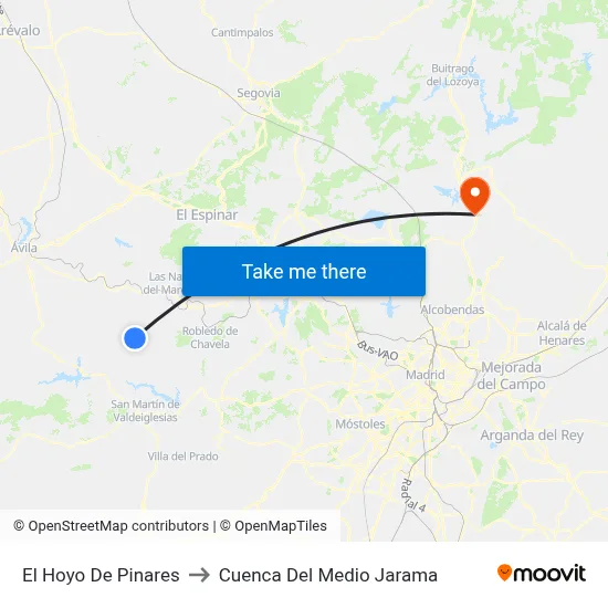El Hoyo De Pinares to Cuenca Del Medio Jarama map