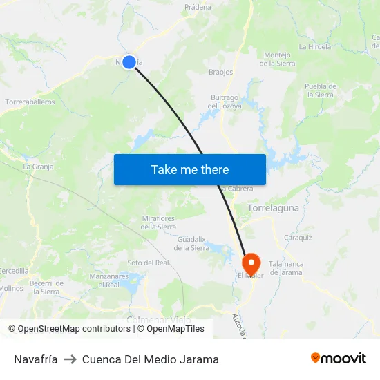 Navafría to Cuenca Del Medio Jarama map