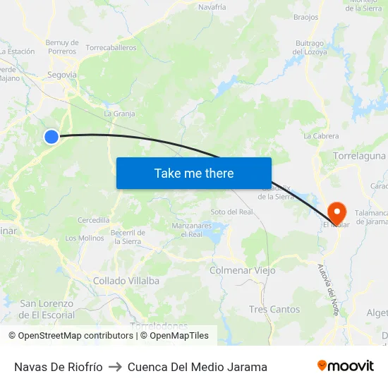Navas De Riofrío to Cuenca Del Medio Jarama map