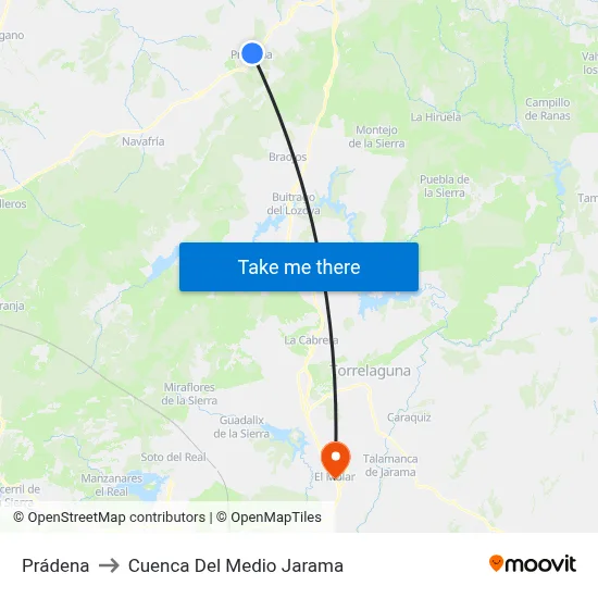 Prádena to Cuenca Del Medio Jarama map